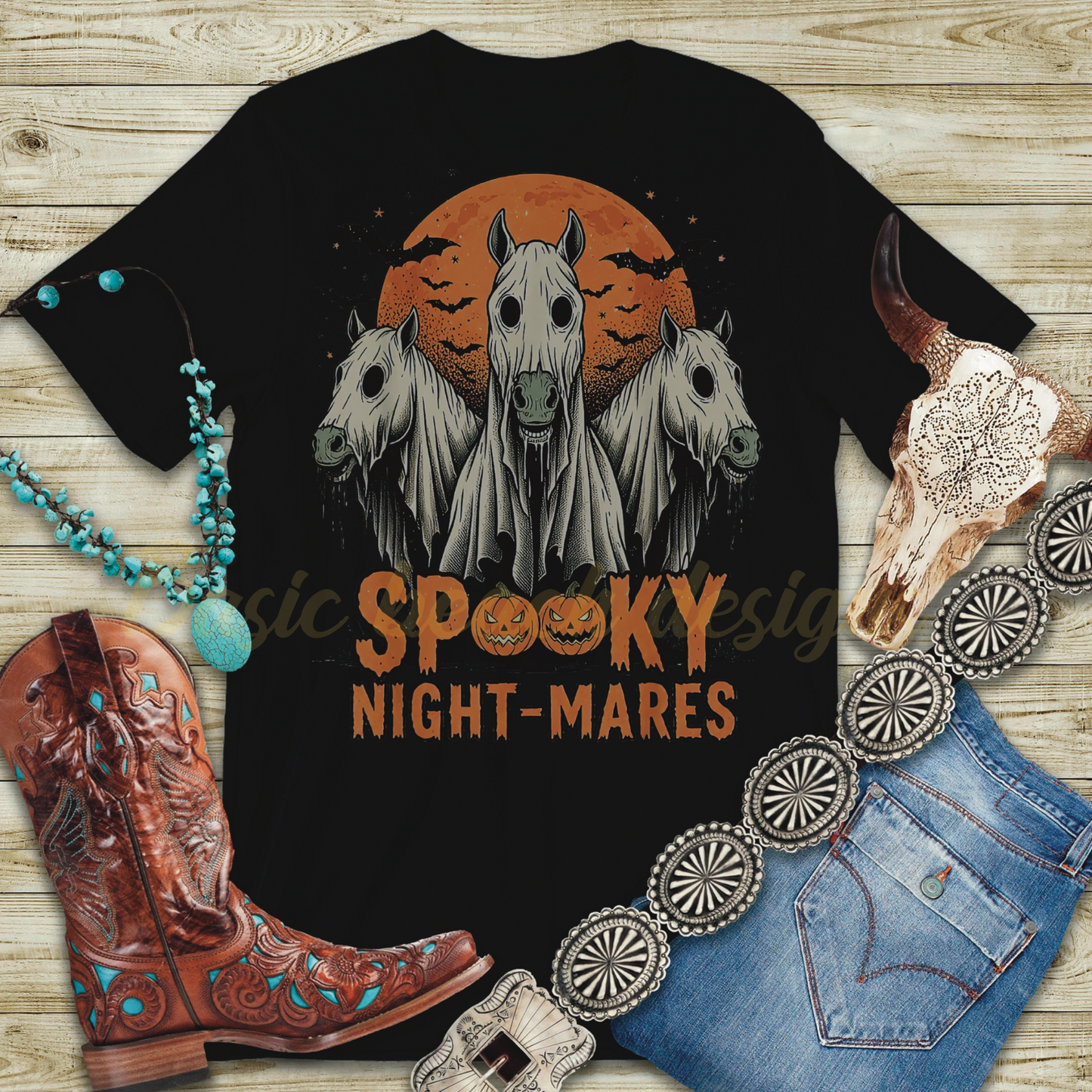 Spooky Night-Mares Halloween Horse T-SHIRT | Ghost Horse | Pumpkin Halloween Shirt | Fall Equestrian Apparel