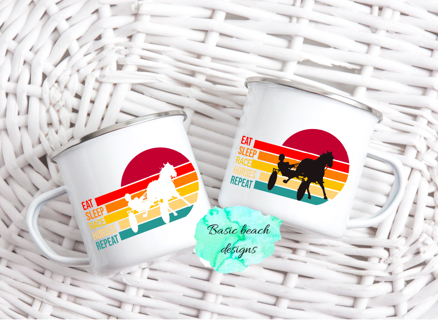 EAT SLEEP RACE HORSES coffee mug