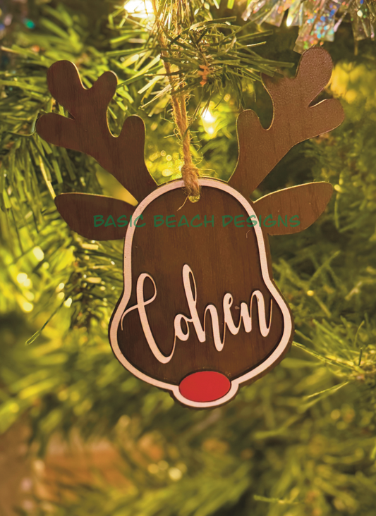 Personalized Reindeer Christmas Ornament