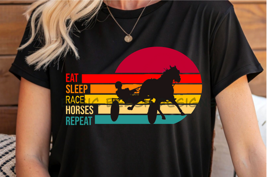 Eat Sleep Race Horses Repeat Shirt