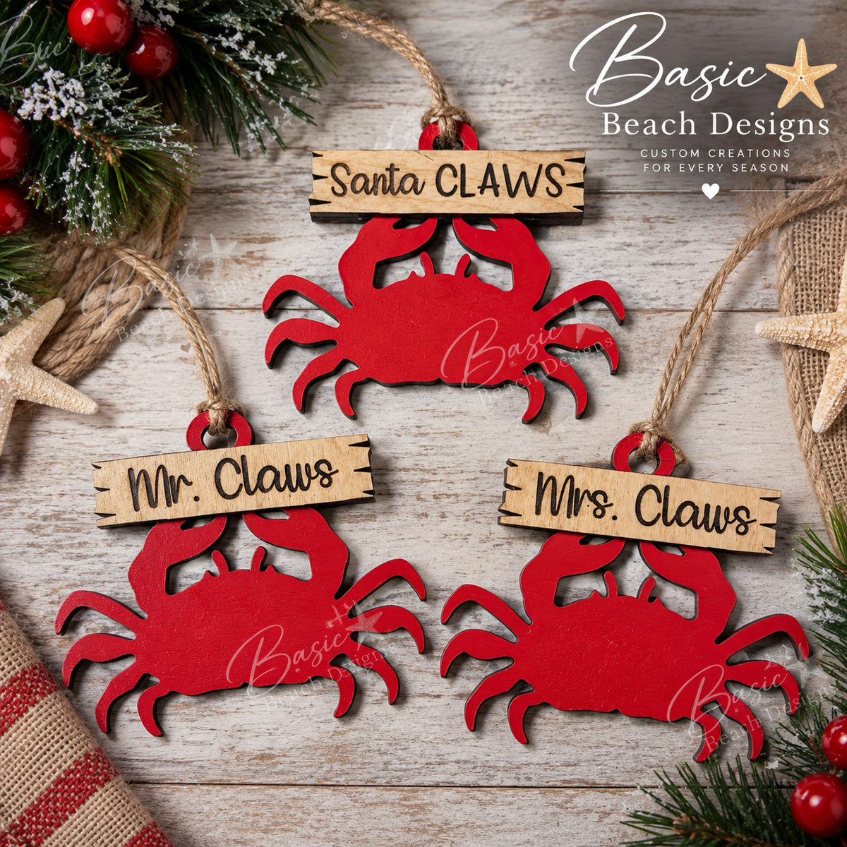 🦀 Santa Claws Ornament