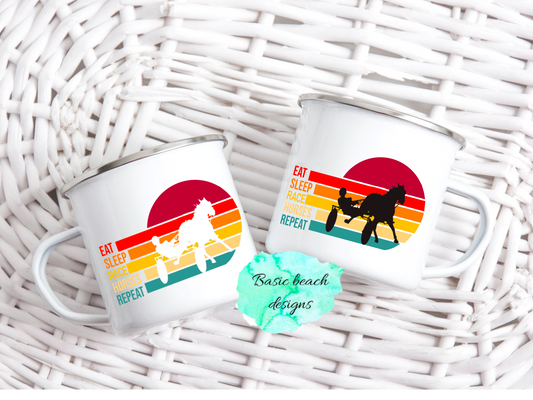 EAT SLEEP RACE HORSES coffee mug